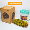 Homemade Lasoora Achar in Jar Box