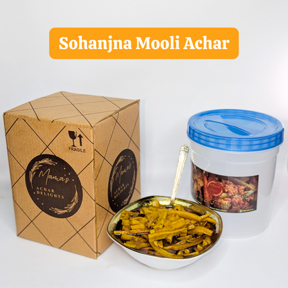 Homemade Sohanjna Mooli Achar in Jar Box