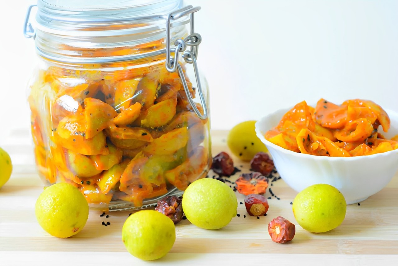 Homemade Lemon Achar in Jar Box