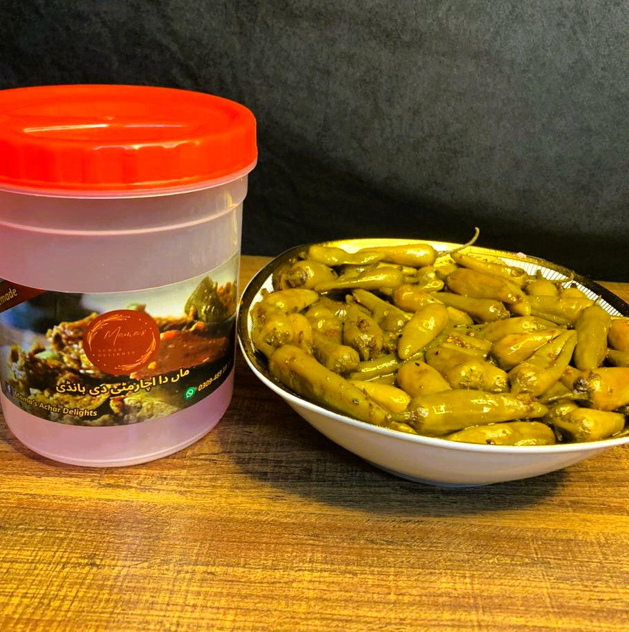 Homemade Green Chilli Achar in Jar Box