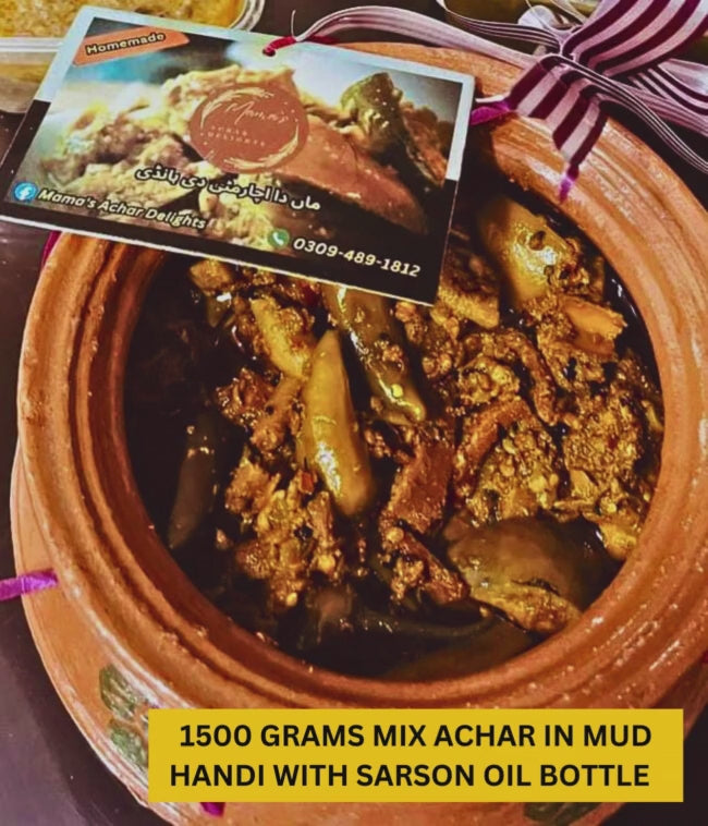 Mama's Signature Mud Handi Achar - 1.5 KG Achar + Free Sarson Oil Bottle